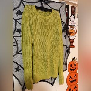 Zara men Bright Lime Chartreuse Crew Neck Sweater